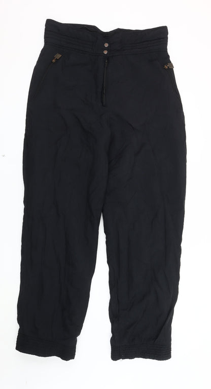 Additional front view of Rodeo women’s black nylon trousers, size UK 16