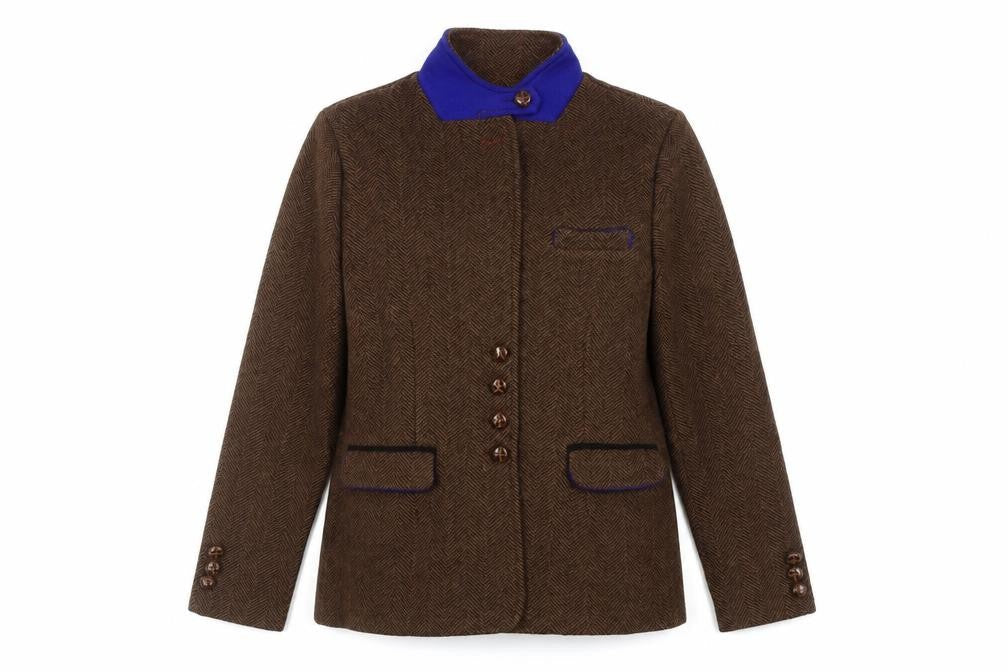 Misslook Women's Brown Blazer Jacket XL, Herringbone, Buttoned