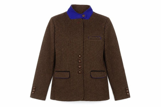 Misslook Women's Brown Blazer Jacket XL, Herringbone, Buttoned