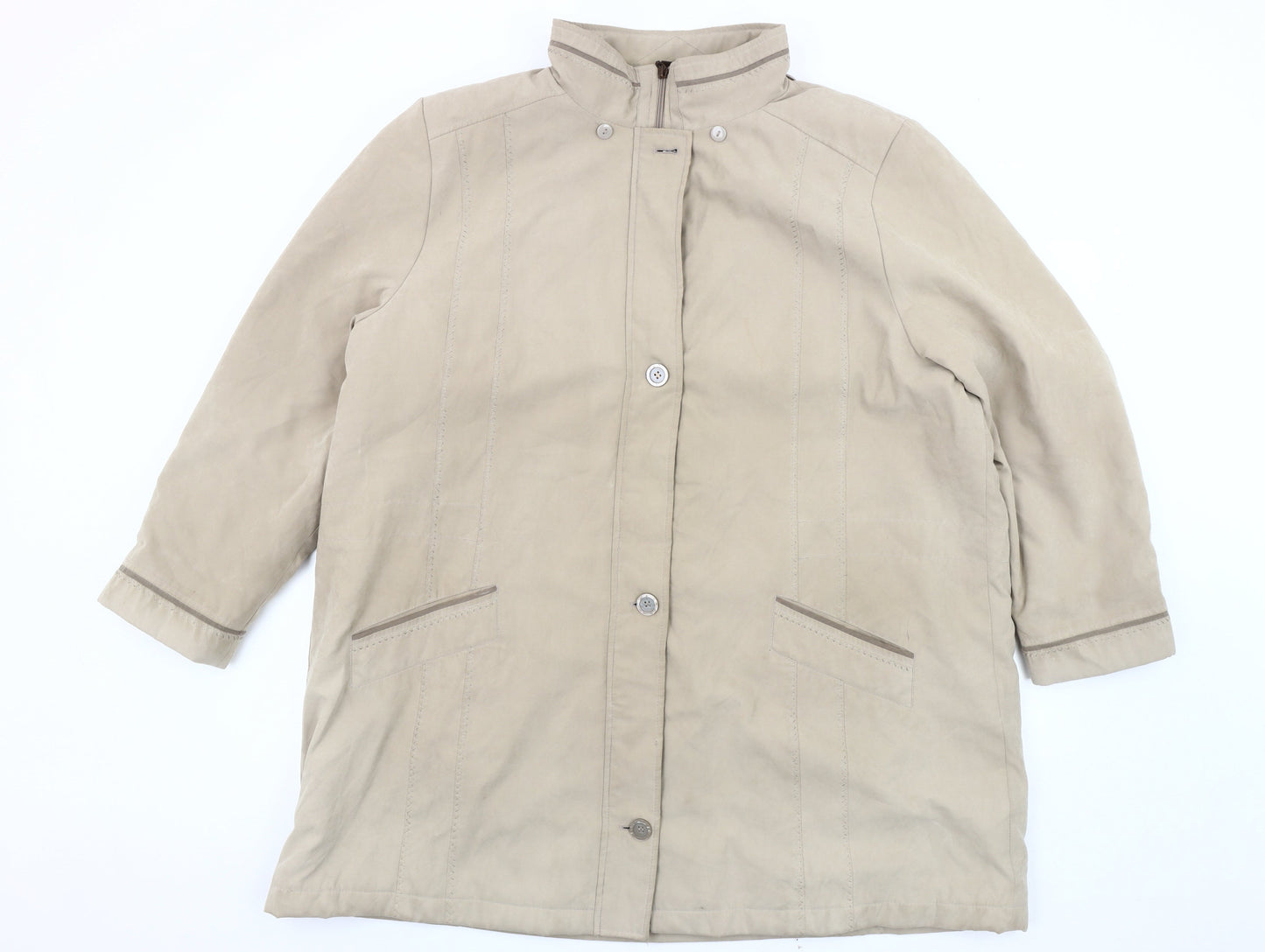 Bonmarché Women's Beige XL Overcoat - Casual & Classic