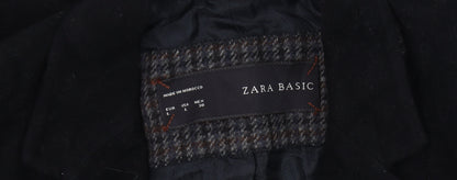 Close-up detail of Zara Basic Women's Black Blazer, size 14