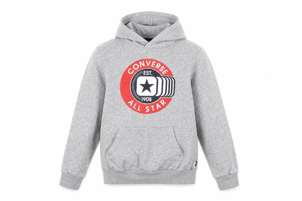 Converse Boys Grey Pullover Hoodie Size L - All Star Graphic
