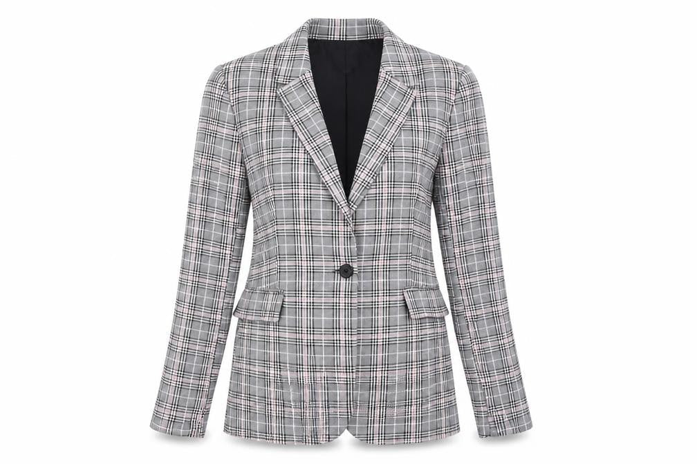 Stradivarius Women's Multicoloured Plaid Blazer Size 8