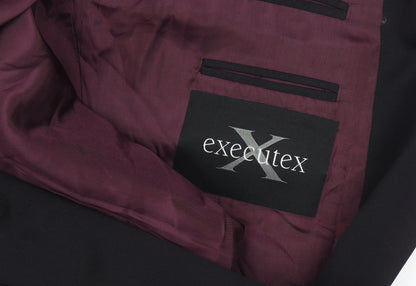 Executex Men's Black Blazer Jacket 40R Notch Lapel