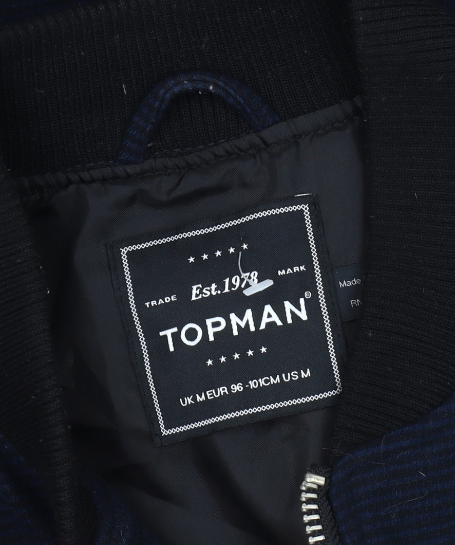 Topman Men's Blue Bomber Jacket M Cotton Casual 96cm-101cm