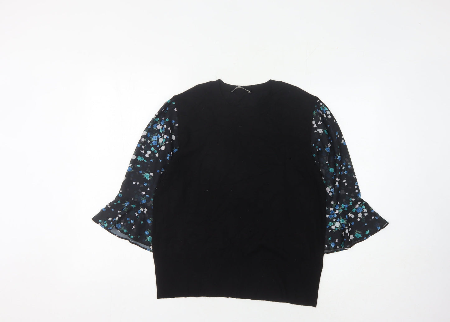Oasis Women's Black Floral Pullover, L - Elegant Style