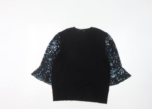 Oasis Women's Black Floral Pullover, L - Elegant Style