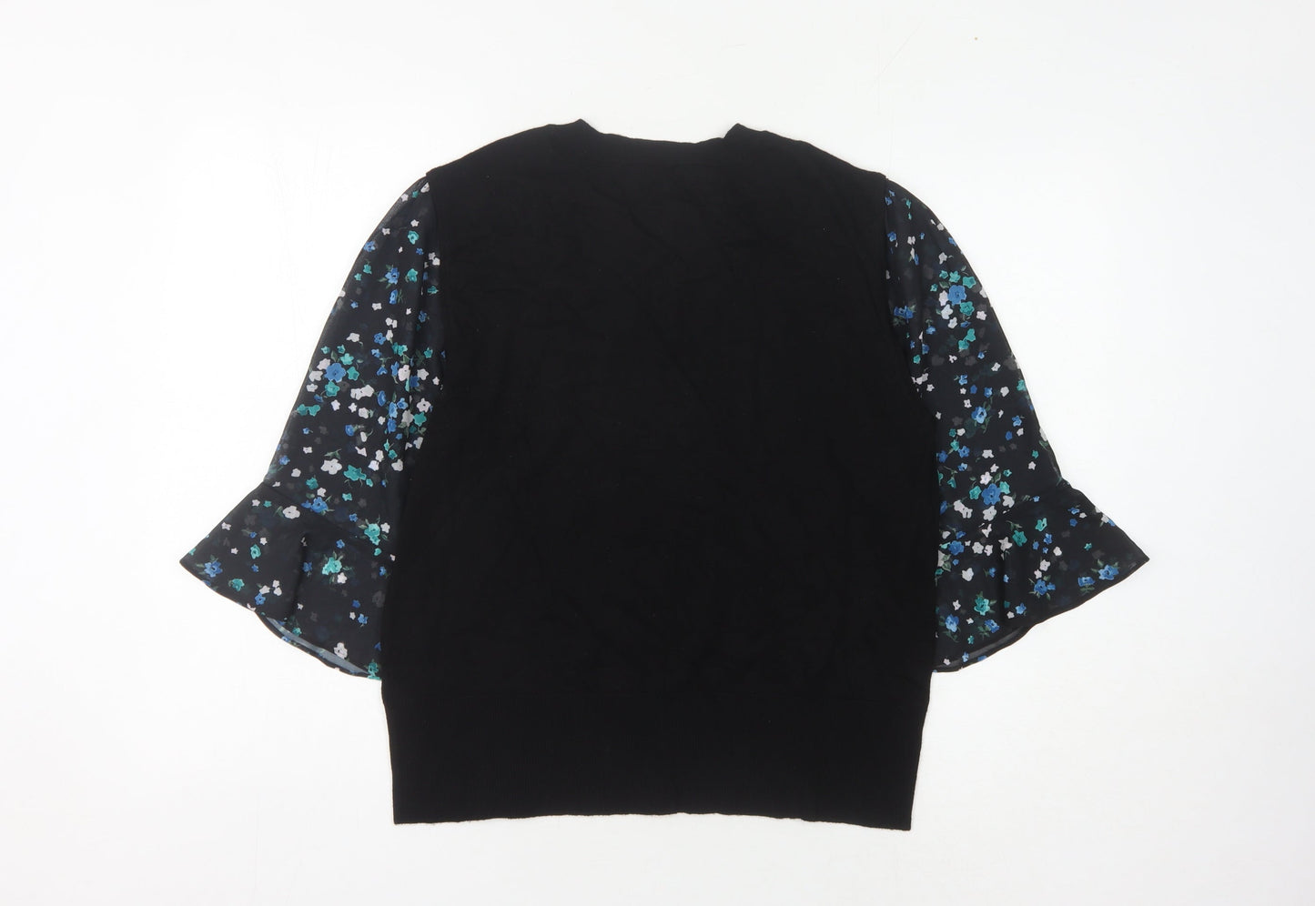 Oasis Women's Black Floral Pullover, L - Elegant Style