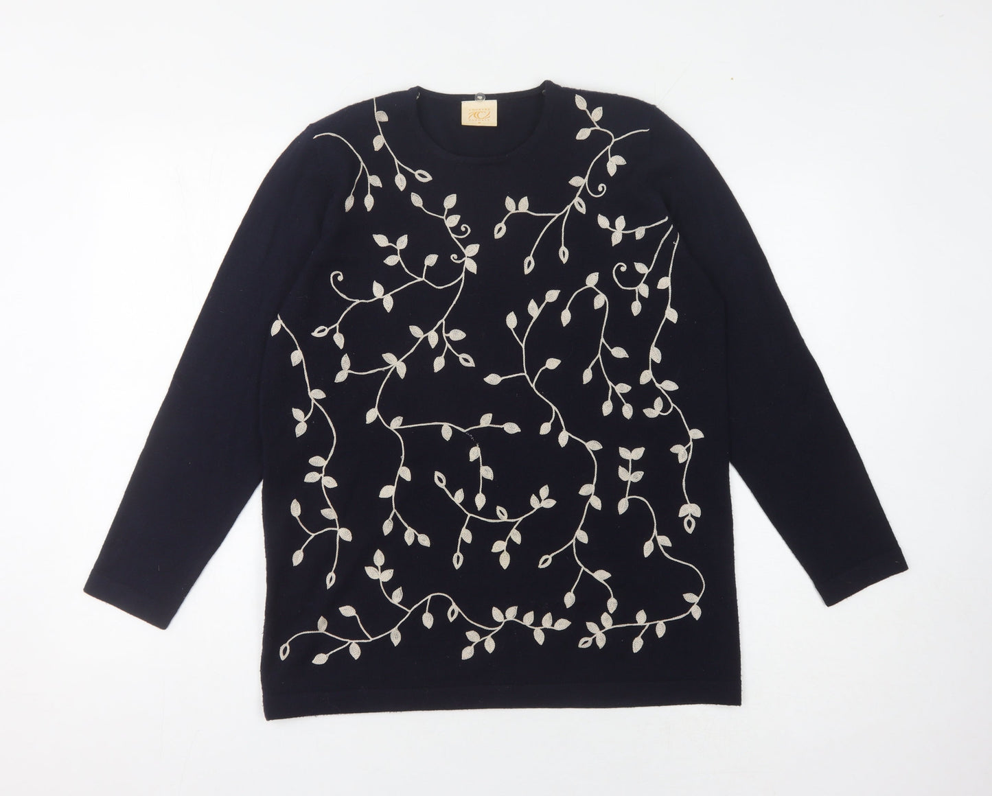 Country Casuals Women's Black Floral Pullover Jumper M