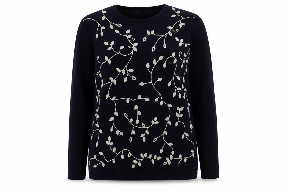Country Casuals Women's Black Floral Pullover Jumper M
