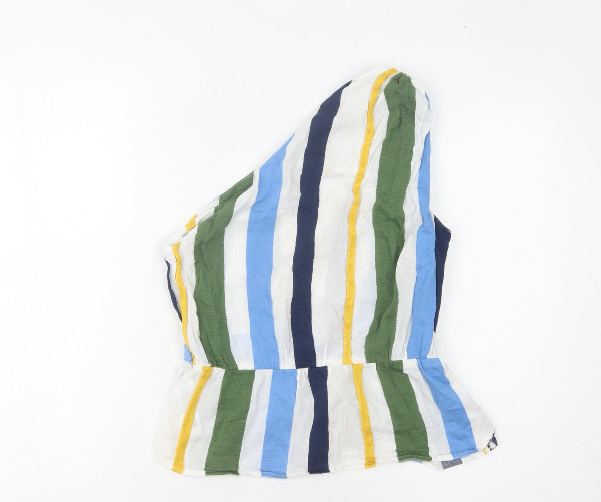 ASOS Women Multicoloured One Shoulder Cotton Top Size 10