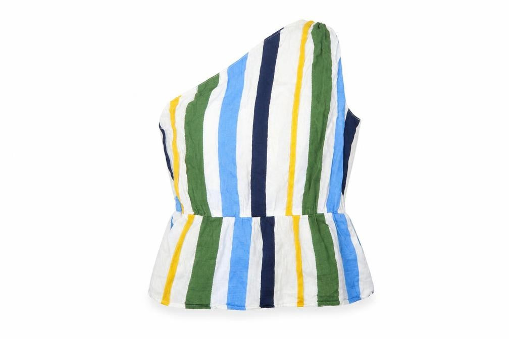 ASOS Women Multicoloured One Shoulder Cotton Top Size 10