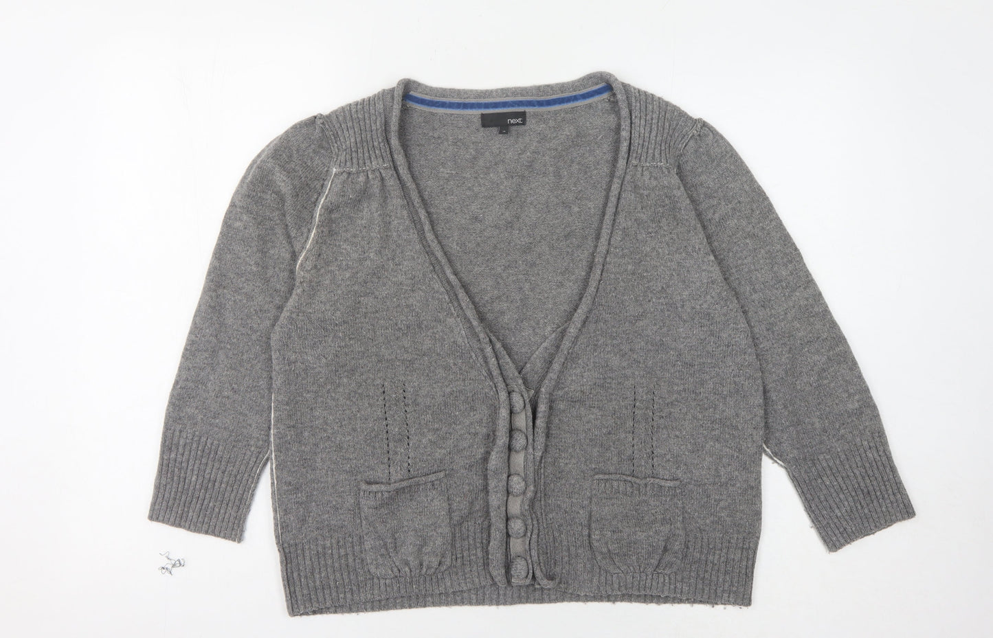 Next Women's Grey V-Neck Cardigan, Size 18, Wool Blend