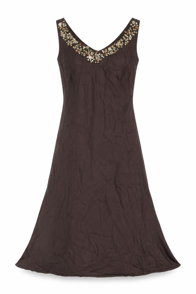 Ailleurs Women's Brown Silk A-Line Dress Size 8
