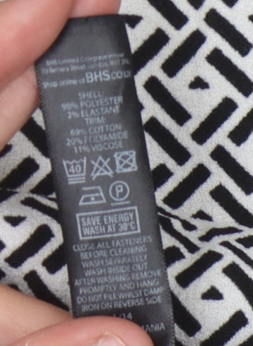 BHS Women's Black/White Midi Geometric Shift Dress, Size 12