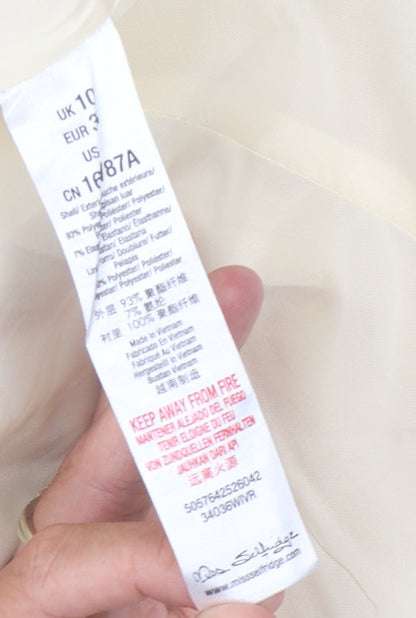 Close-up detail of Miss Selfridge Women's Ivory Blazer, size 10, Lined Slim Fit