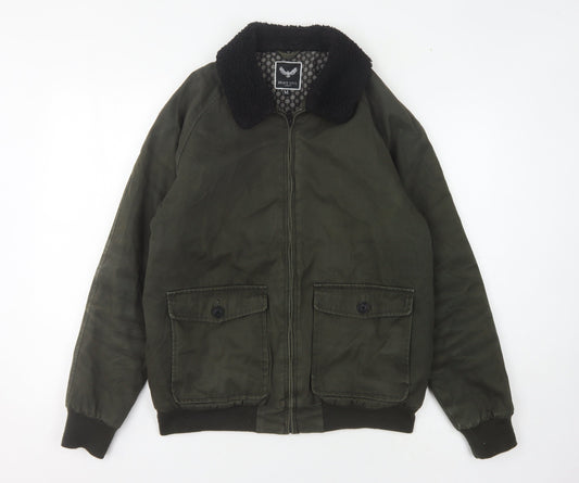 Brave Soul Men's Green Bomber Jacket Size M