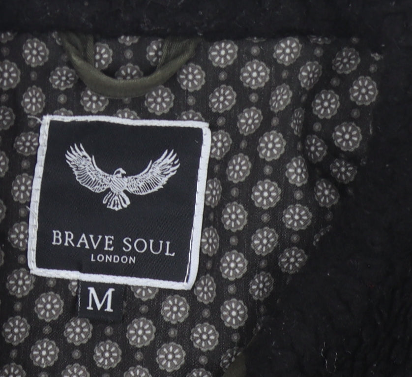 Brave Soul Men's Green Bomber Jacket Size M
