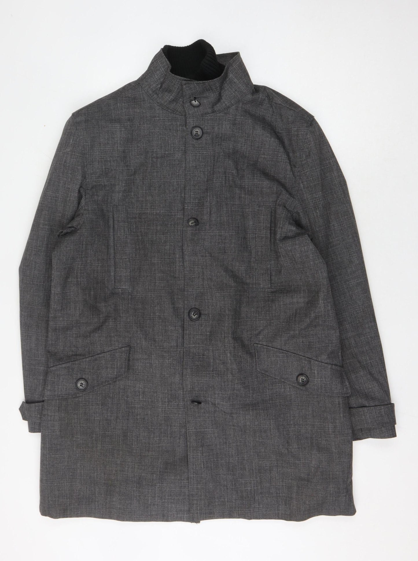 Rocha John Rocha Men's Grey Coat L Stand-Up Collar