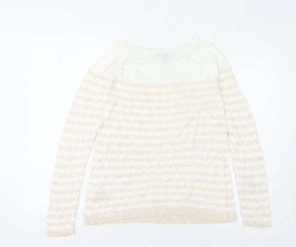 Gap Women Beige Striped Pullover Jumper M