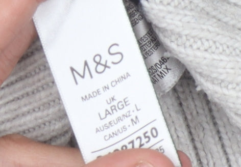 Marks and Spencer Women's Grey Striped Pullover Jumper L