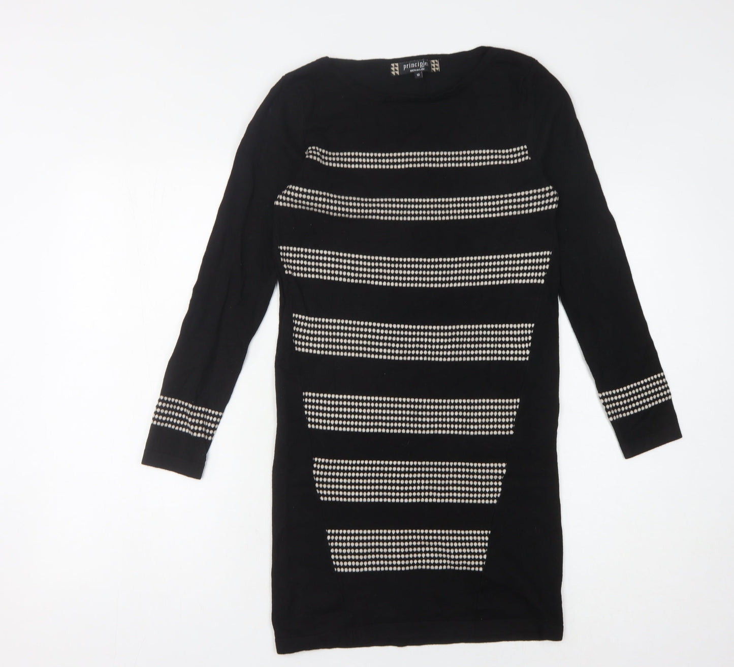 Principles Black Sheath Dress, UK 10, Studded Accents, Casual