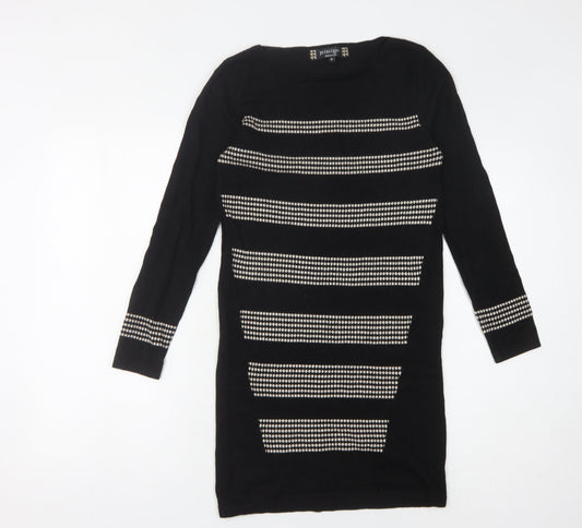 Principles Black Sheath Dress, UK 10, Studded Accents, Casual