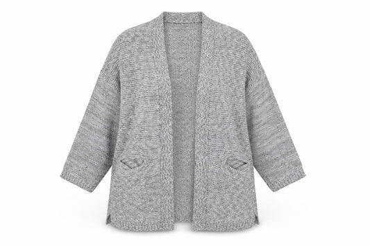 Mango Women's Grey Open Front Cardigan, Size S, Long Sleeve