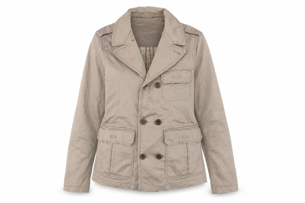 Mango Beige Unisex Jacket XS Double-Breasted Casual