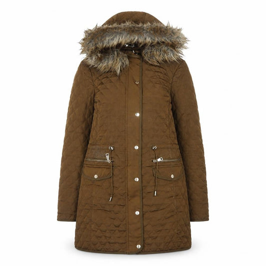 Zara Women's Brown Quilted Hooded Coat Size 10