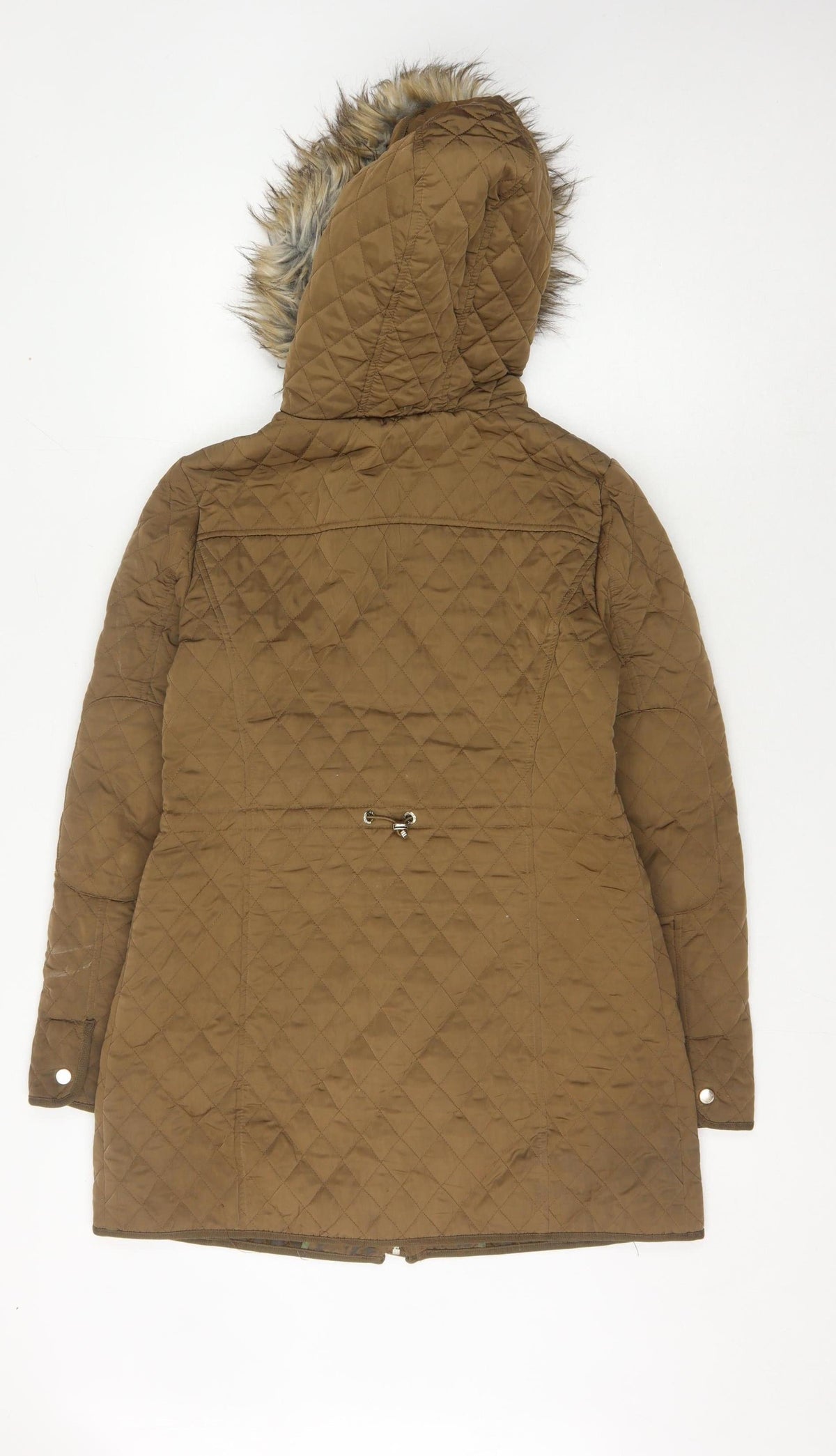 Zara Women's Brown Quilted Hooded Coat Size 10