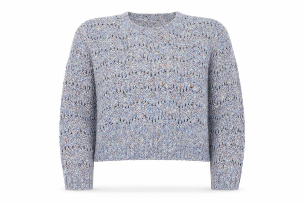 Zara Women's Blue Open-Knit Pullover Jumper M