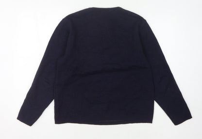 Nigel Womens Hall Blue V-Neck Wool Pullover Jumper M