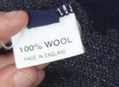 Nigel Womens Hall Blue V-Neck Wool Pullover Jumper M