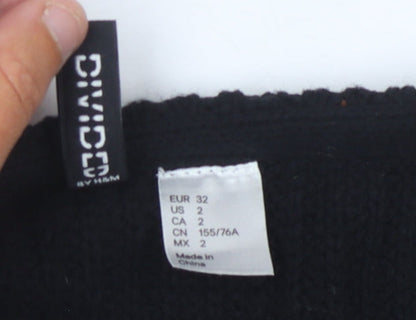 H&M Women's Black Fur Trim Open Front Cardigan Size 4