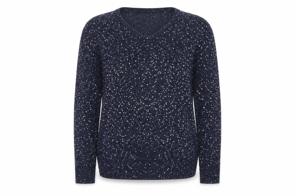 Oasis Women's Blue Sequin Pullover Jumper Size S