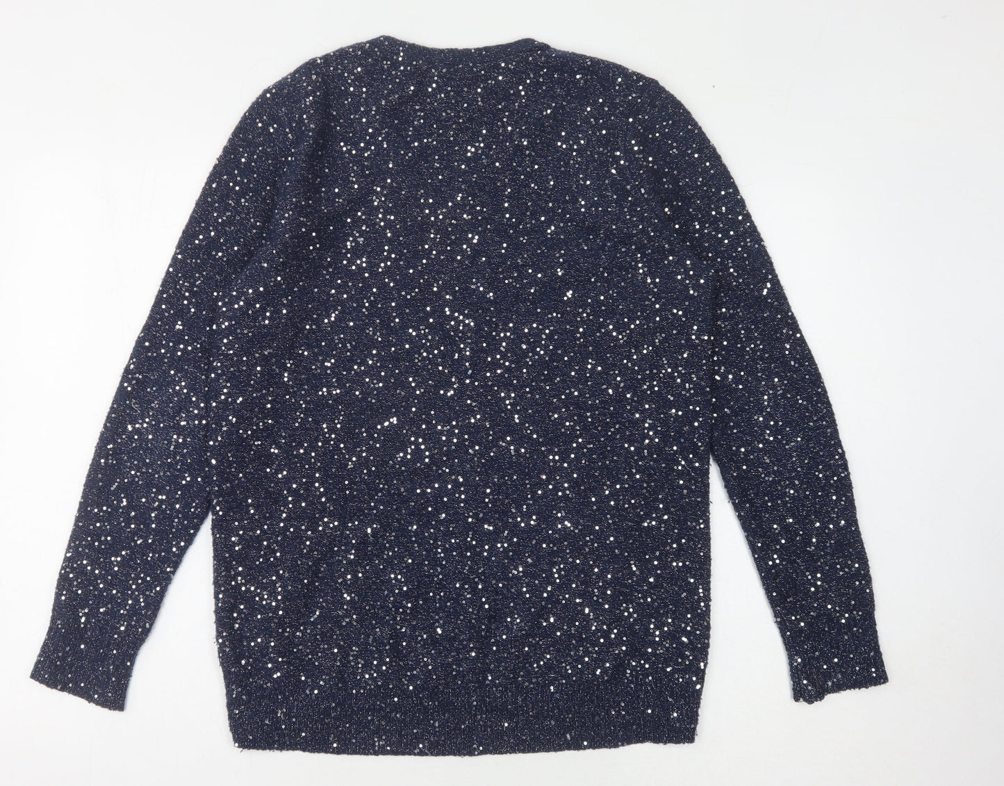 Oasis Women's Blue Sequin Pullover Jumper Size S