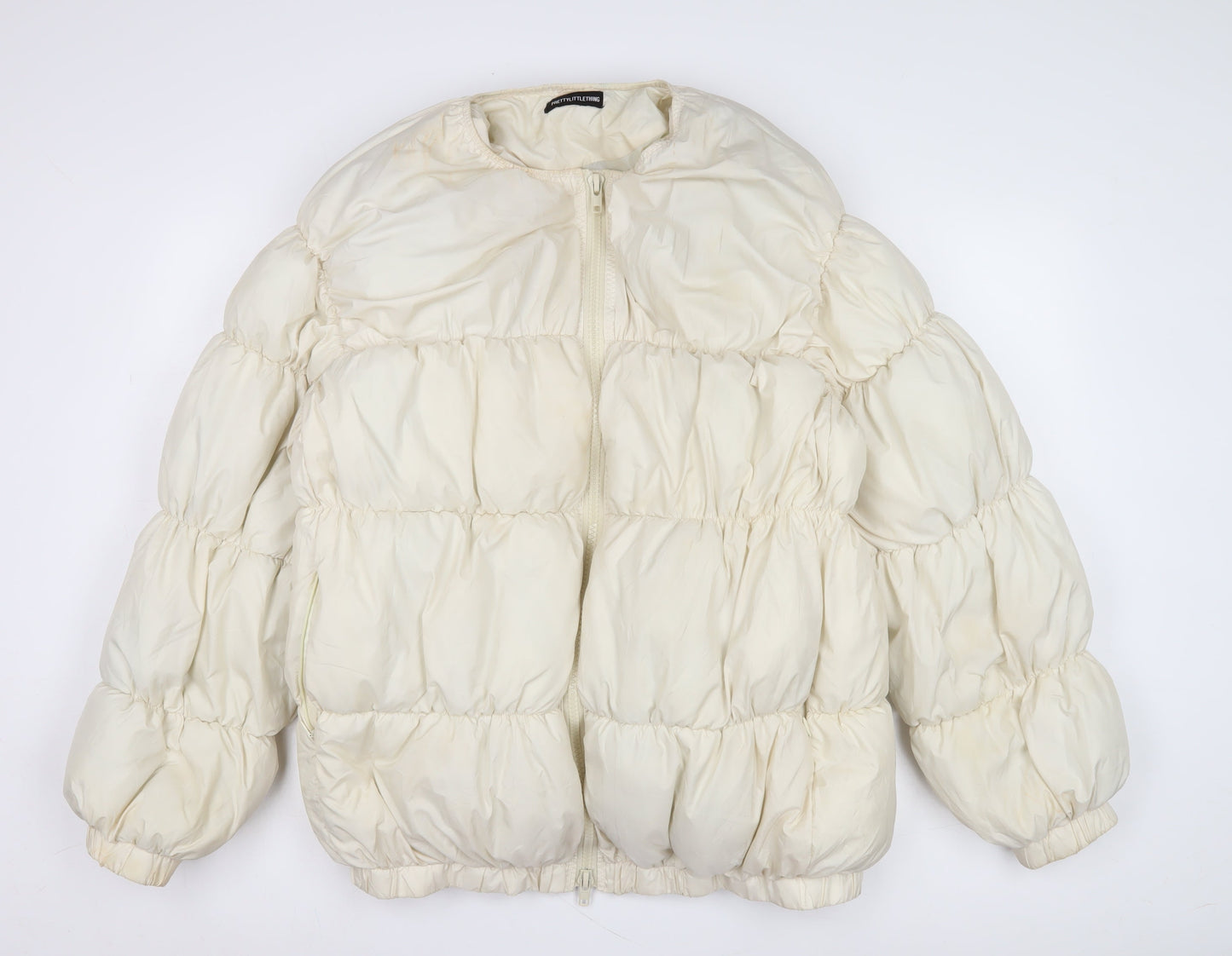 PrettyLittleThing Women's Ivory Puffer Jacket Size S