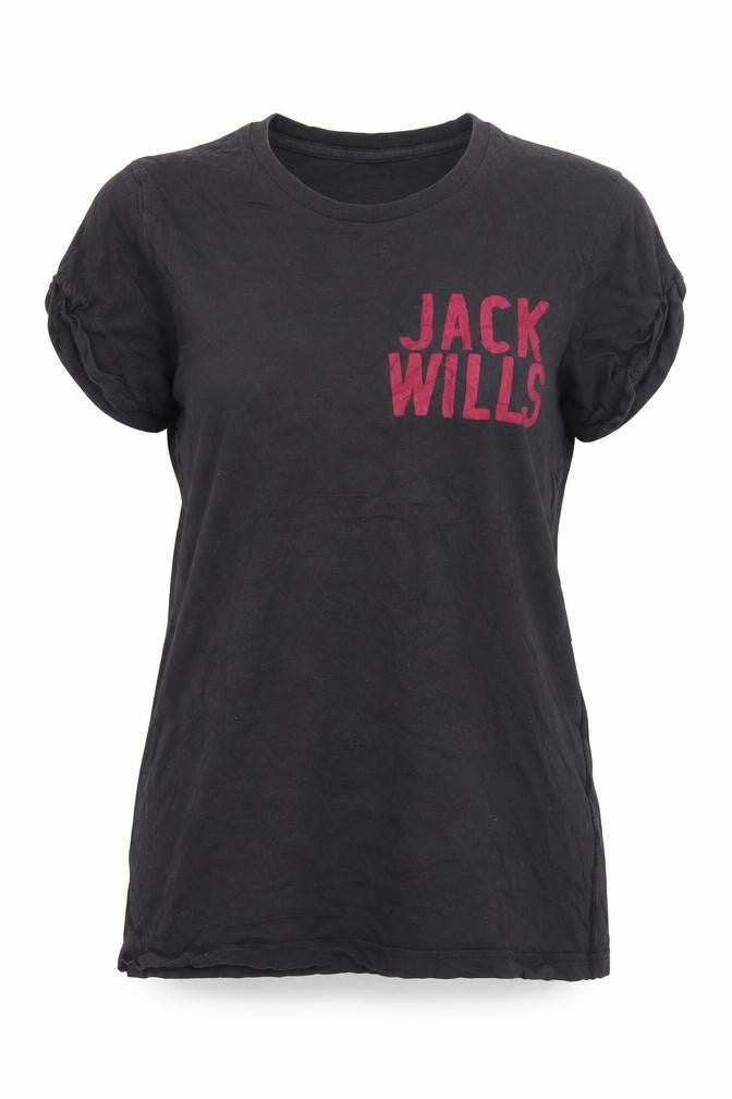 Jack Wills Women's Black Embroidered T-Shirt UK 12
