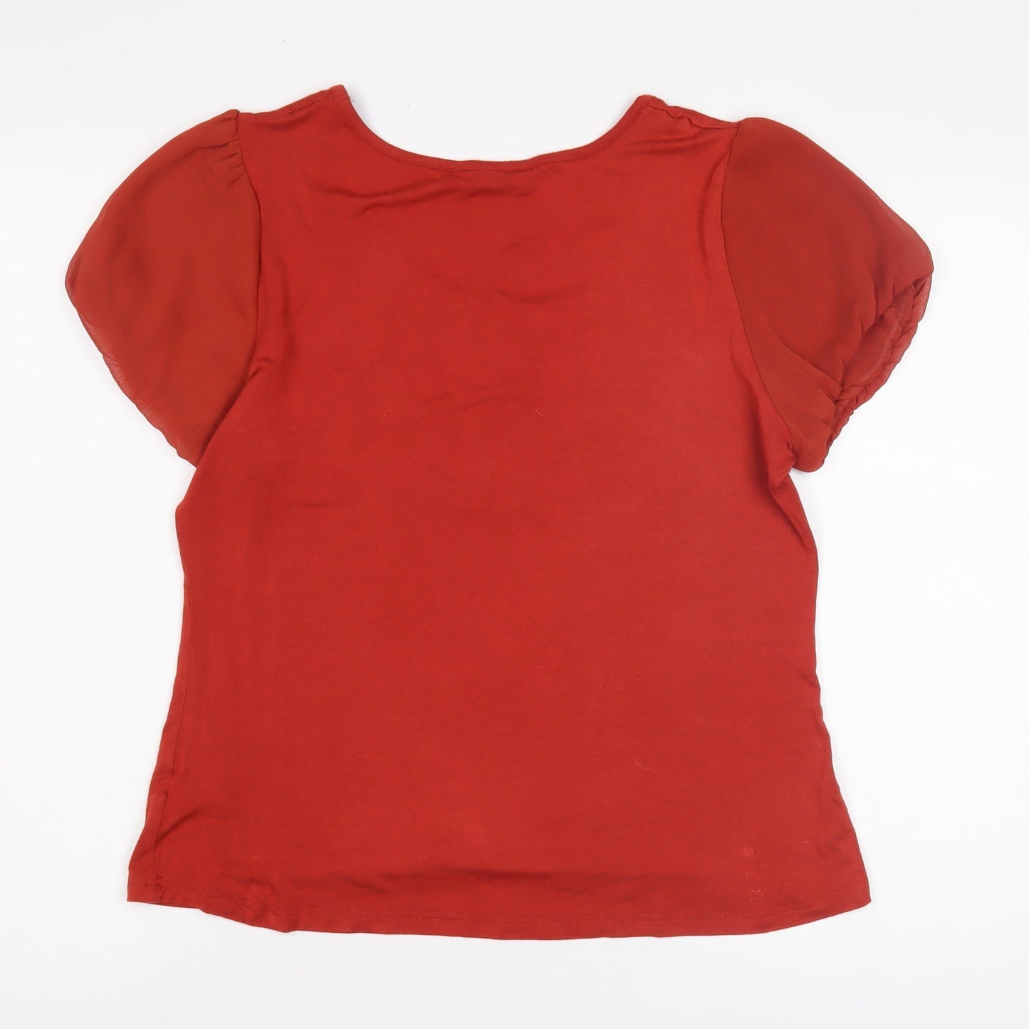 Bm Women's Red T-Shirt Size 18, Embroidered, Scoop Neck