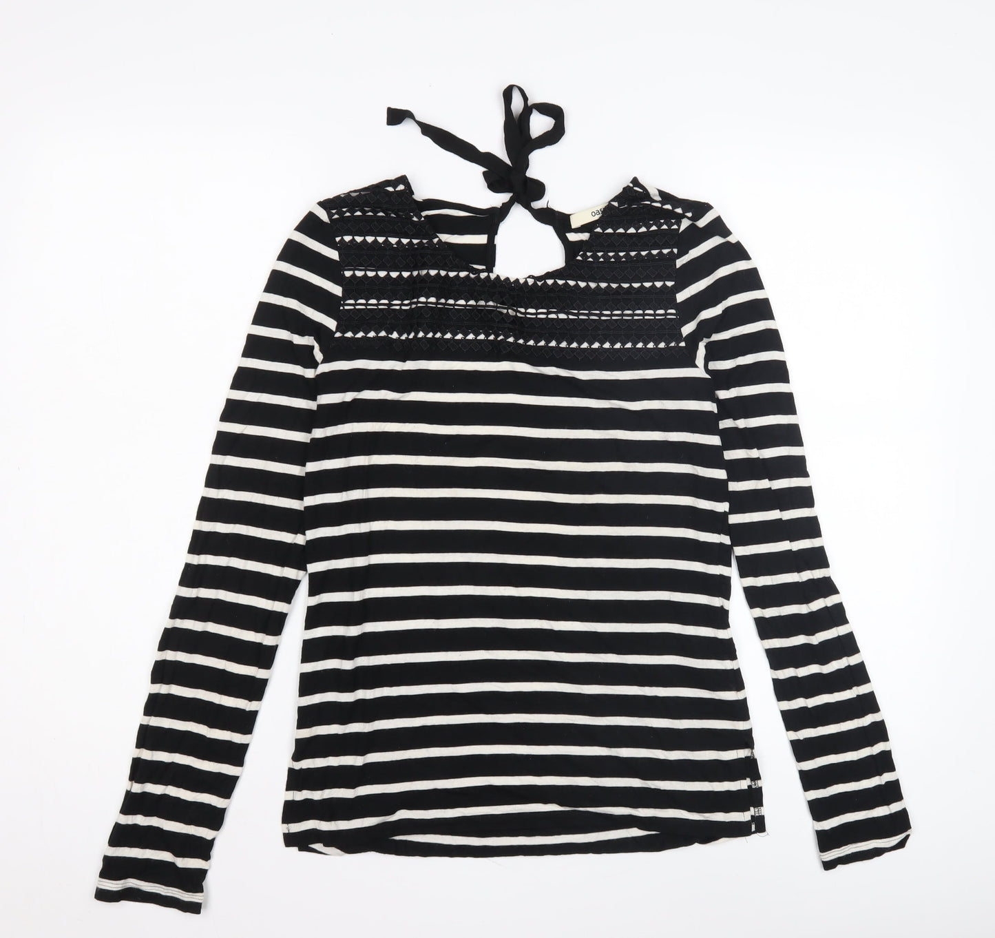 Oasis Women’s Black Striped Blouse, Size M
