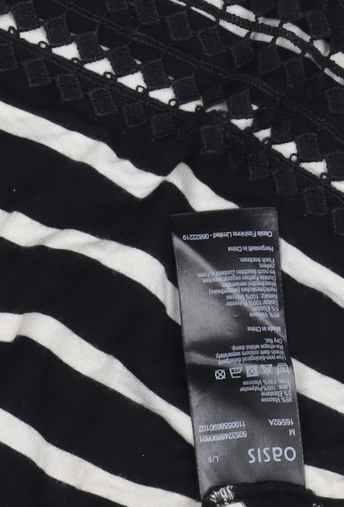 Oasis Women’s Black Striped Blouse, Size M