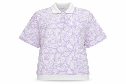 One Womens Up Golf Purple Floral Polo Shirt XL