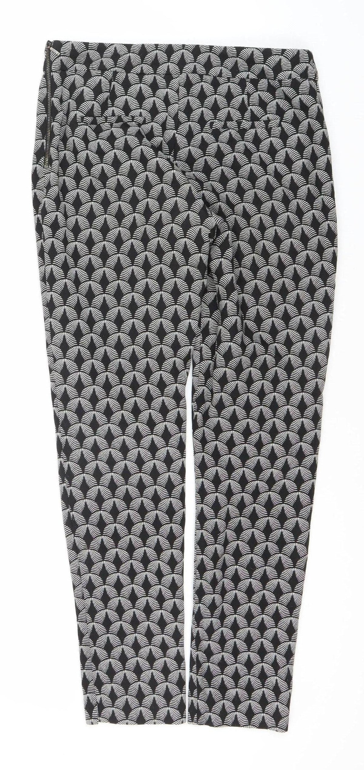 Next Women's Black Geometric Trousers Size 8