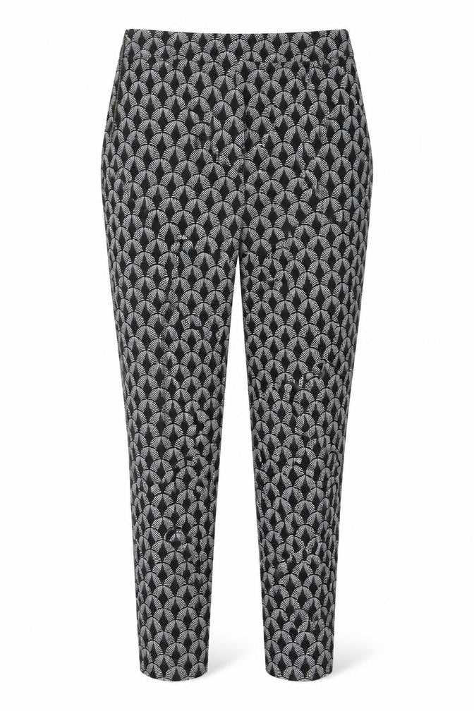 Next Women's Black Geometric Trousers Size 8