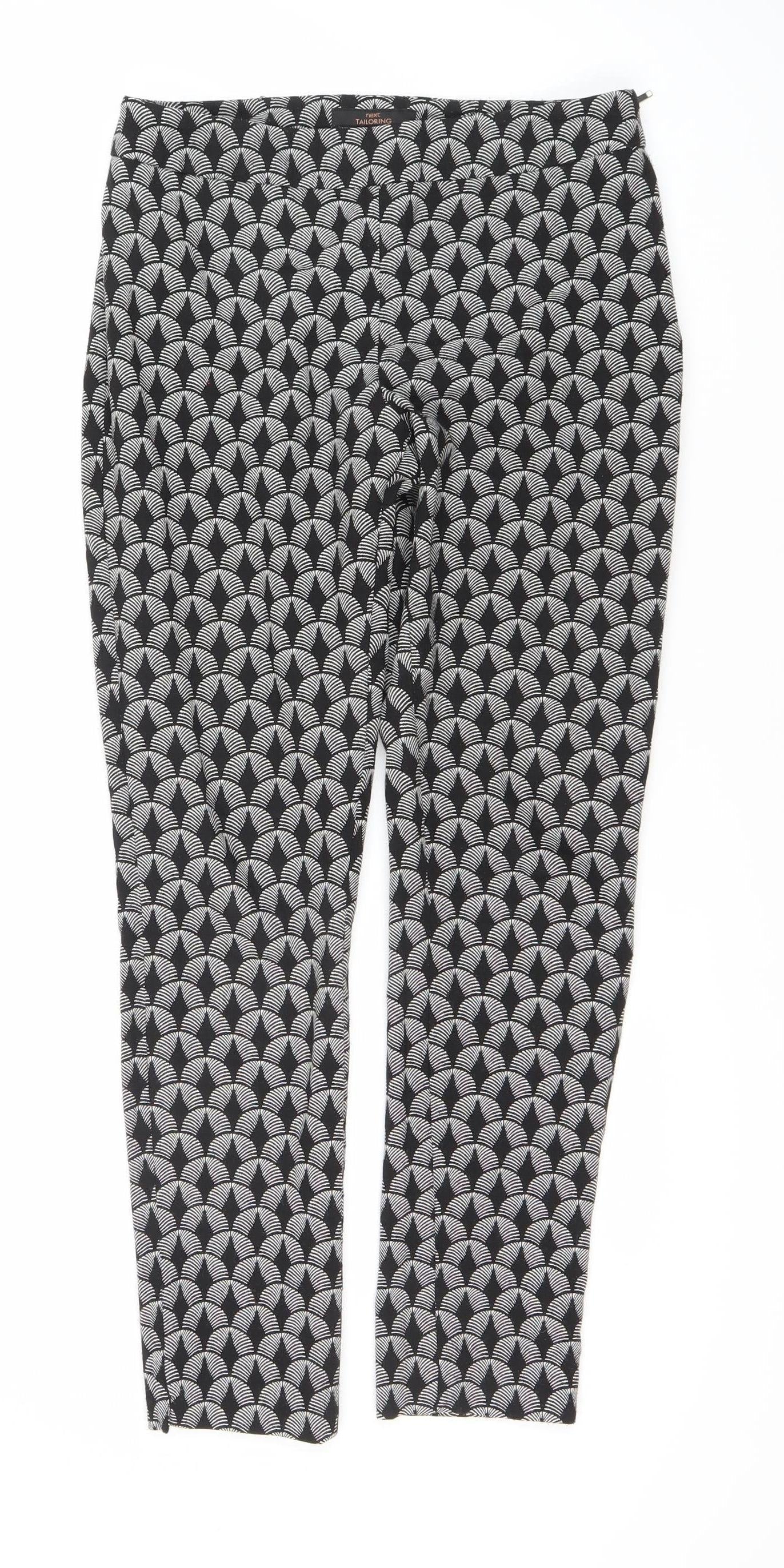 Next Women's Black Geometric Trousers Size 8