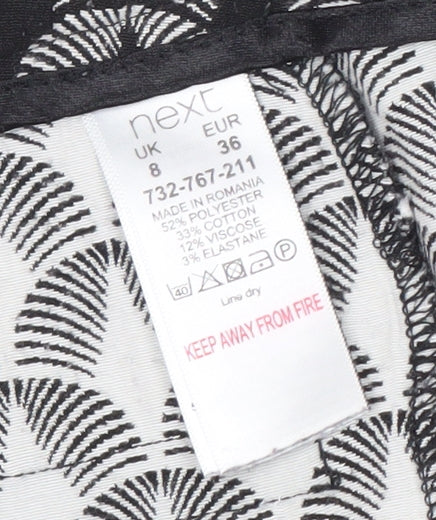 Next Women's Black Geometric Trousers Size 8