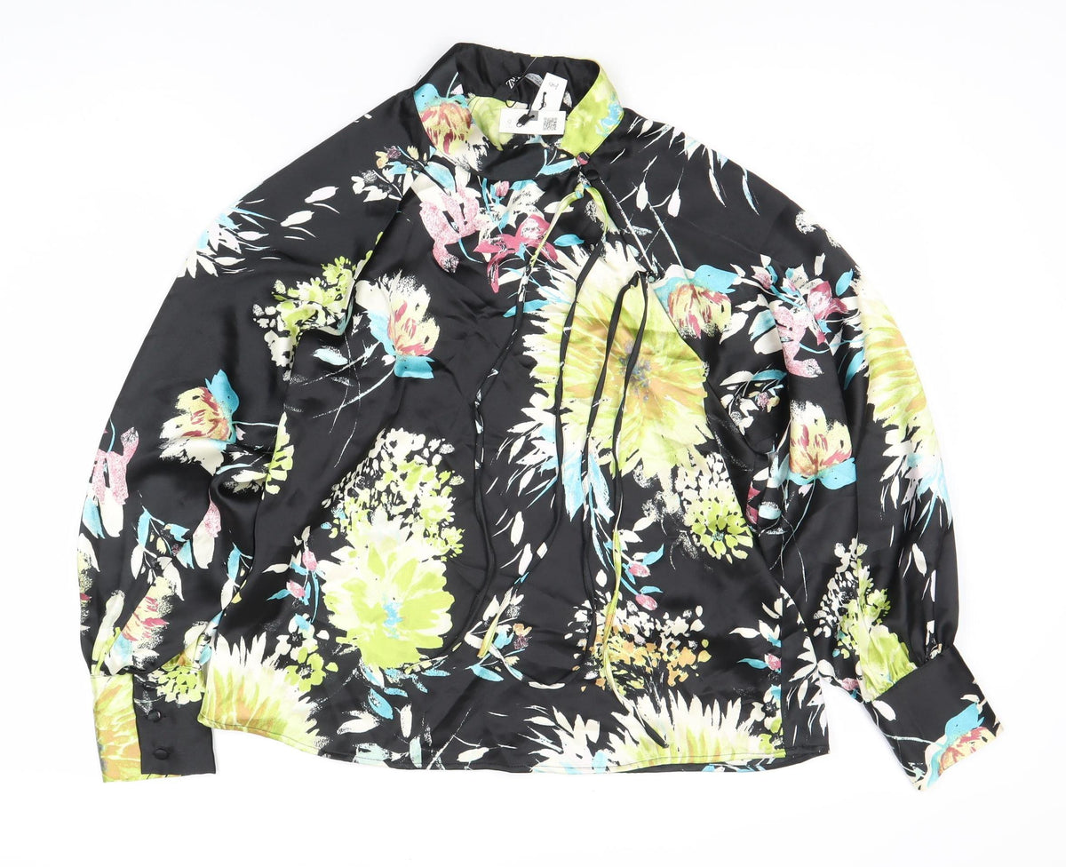 Zara Women's Floral Blouse Multicoloured Size 8