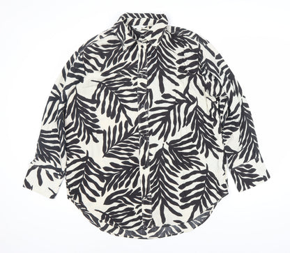 H&M Women's Black Zebra Print Button-Up Shirt M