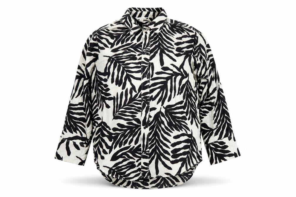 H&M Women's Black Zebra Print Button-Up Shirt M